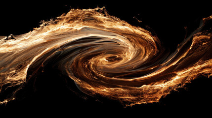 Wall Mural - glowing spark trail swirling in black background creates mesmerizing visual effect, evoking sense of