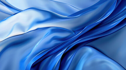 Wall Mural - smooth, flowing texture of blue fabric creates elegant and calming visual. interplay of light and sh
