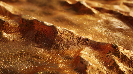 Wall Mural - golden glitter waves create mesmerizing texture with soft depth of field, evoking sense of warmth an
