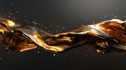 Wall Mural - golden particles cascade over smooth, flowing surface, creating mesmerizing visual effect. shimmerin