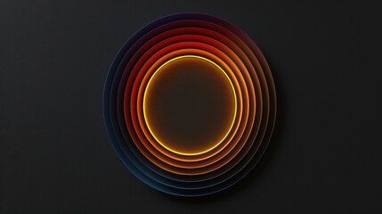 Wall Mural - gradient circular rings full spectrum colors create mesmerizing visual effect against dark backgroun