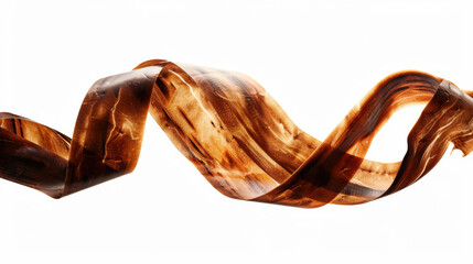 Wall Mural - flowing ribbon of translucent material showcases rich brown tones and glossy finish, creating elegan