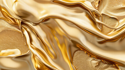Wall Mural - liquid gold texture flowing in abstract curves creates mesmerizing visual effect, evoking sense of l
