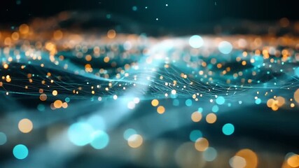 Abstract digital landscape with glowing network connections
