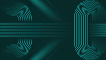 Wall Mural - abstract green lines digital geometric elements modern shiny vector background dark green stripes curve luxury for business EPS 10