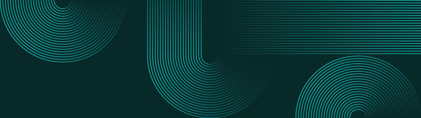 Wall Mural - Web banner abstract green lines digital geometric elements modern shiny vector background dark green stripes curve luxury For business EPS 10