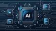 © raharjo007 - Digital AI chip, semiconductor, and CPU on dark blue technology background