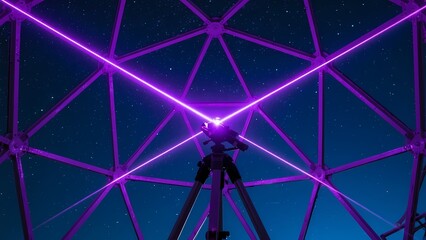 Wall Mural - Laser - dome structure with starry sky, showcasing astronomical observation tech and light - shadow art.