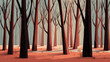 © Thiago - Flat woodland scene with open spacing between dry trunks, tonal neutrality and minimalism for graphic layout use. Illustration
