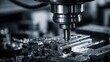 © azi - Macro shot of a CNC mill cutting metal, showing detail of the tool and work in progress