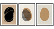 © VectographyStudio - Abstract Beige Black Brown Wall Art Prints Set Modern Minimalist Shapes