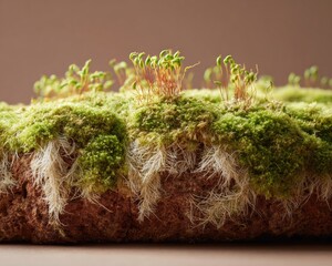 high-quality macro forest moss with visible mycelium close-up authentic woodland nature for modern p