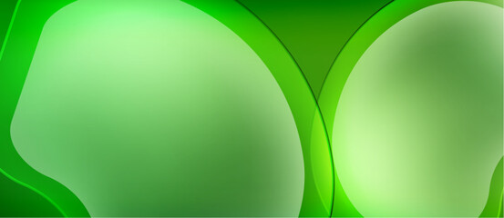 Wall Mural - abstract green background. smooth shapes overlap, creating dynamic visual effect. light gradients su