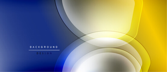 Wall Mural - abstract background features flowing curves, blue, yellow, white hues. modern design elements create