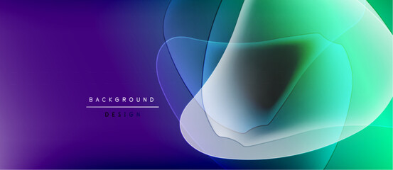 Wall Mural - abstract flowing shapes, vibrant gradients. purple, teal, white blend creating modern background des