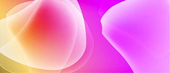 Wall Mural - abstract colorful shapes overlap. soft gradients blend yellow, orange, pink, purple hues. smooth tex