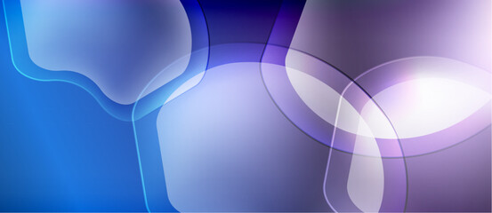 Wall Mural - abstract background features overlapping translucent shapes. blue, purple hues create soft, flowing 