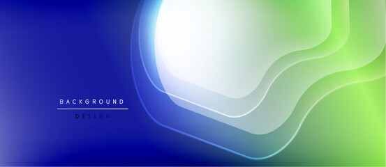 Wall Mural - abstract fluid shapes blend blue, green, white. dynamic layers create modern background design. smoo