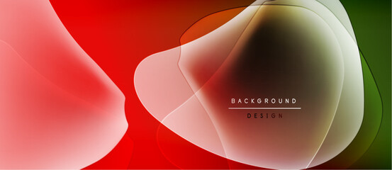 Wall Mural - abstract fluid shapes blend, creating vibrant color gradients. red, orange, green hues dominate desi