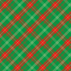 Wall Mural - Colorful plaid with twill weave repeat pattern.Gingham seamless pattern in green and red.Christmas wintecheckered tartan Geometric graphic vector illustration background design for fabric and prints. 