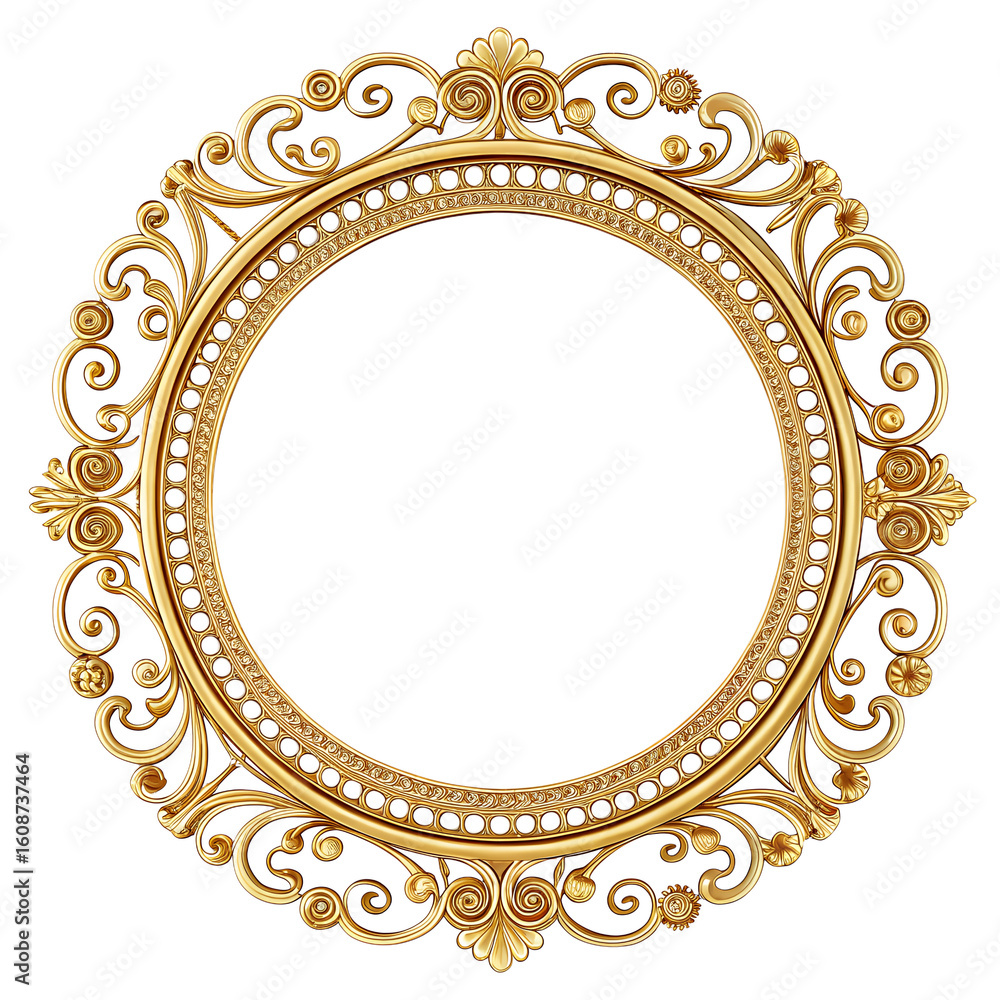 ภาพประกอบ Stock A decorative golden frame with intricate floral ...