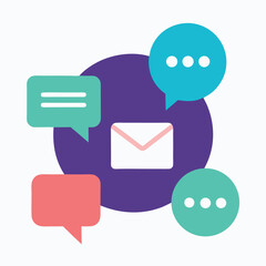 Social network message icon, vector, symbol, business, button, illustration, design, sign, web, set, communication, internet, 