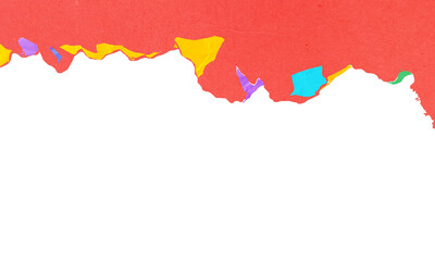  Colorful torn paper edge with rough ripped texture and multicolored fragments on transparent background. Grunge-style poster design, collage, scrapbooking visual