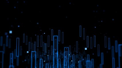 Wall Mural - futuristic digital blue data stream lights in abstract dark atmosphere
