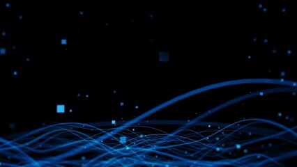Sticker - Dynamic Blue Digital Waves in a Futuristic Abstract Nightscapes