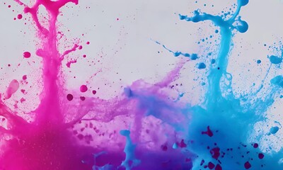 Wall Mural - colorful paint splashes mixing on white background