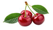 © tae - cherry isolated png sour cherry with leaf on white or transparent background perfect retouched three cherries with leaves no background png cherry full depth of field