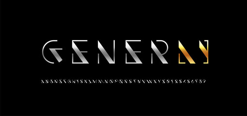 Wall Mural - font golden alphabet, chrome letters a, b, c, d, e, f, g, h, i, j, k, l, m, n, o, p, q, r, s, t, u, 