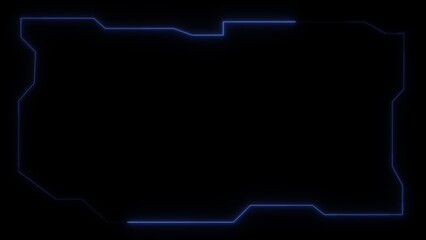 Neon futuristic HUD frame glowing icon. Futuristic HUD line on black background.