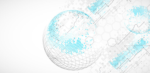 Wall Mural - science and technology background using hexagon and sphere shapes. vector.