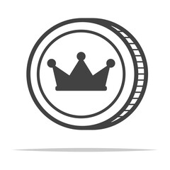 Wall Mural - coin with crown symbol outline icon transparent vector isolated