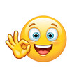 © Zayan - Joyful emoji giving okay gesture with happy expression, perfect for conveying positivity and approval in digital communications and branding