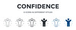 © San D - Confidence Icon In Different Style Vector Illustration. Designed In Thin Line, Regular Line, Bold Line, Glyph, Color Line, And Color Glyph Style Can Be Used For Web