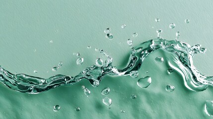 Wall Mural - dynamic splash of fresh water creating ripples against a soft teal background