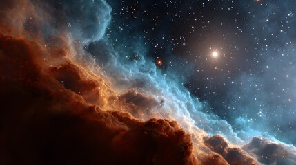 Wall Mural - Vibrant Cosmic Nebula Illuminated by Distant Stars in the Depths of Outer Space