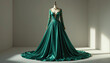 © RUHAN - Stunning emerald green gown with gold embroidery, perfect for a fairy tale ball or elegant event, captivating design, luxurious fabric, and timeless appeal