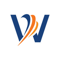 Wall Mural - the image shows an initial logo design of a letter w in simple flat style with three swoosh lines as