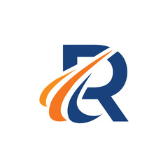 Wall Mural - the image shows an initial logo design of a letter r in simple flat style with three swoosh lines as