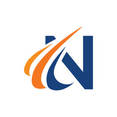 Wall Mural - the image shows an initial logo design of a letter n in simple flat style with three swoosh lines as
