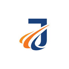 Wall Mural - the image shows an initial logo design of a letter j in simple flat style with three swoosh lines as