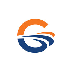 Wall Mural - the image shows an initial logo design of a letter g in simple flat style with three swoosh lines as