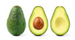 © Ying - Whole and halved avocado isolated on white background.