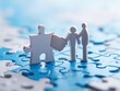 © Mdjual - Agreement, consensus building and strategic partnership concept.Analyzing data for finding business solution. Assembling handshake jigsaw puzzle.