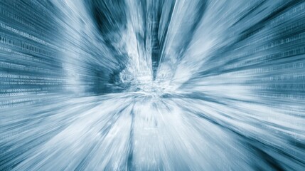 Abstract Digital Data Stream in Blue Tones with Binary Code and Motion Effect