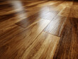 © Mister - Close-up, overhead shot of well-maintained, interlocking oak floor with natural grain and color variations Soft indoor lighting reflects off polished surface - AI-Generated