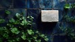 © Ummu - Natural soap bar on blue tile, surrounded by greenery